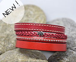 N°21 Lederen Armband Rood met Palmboompje