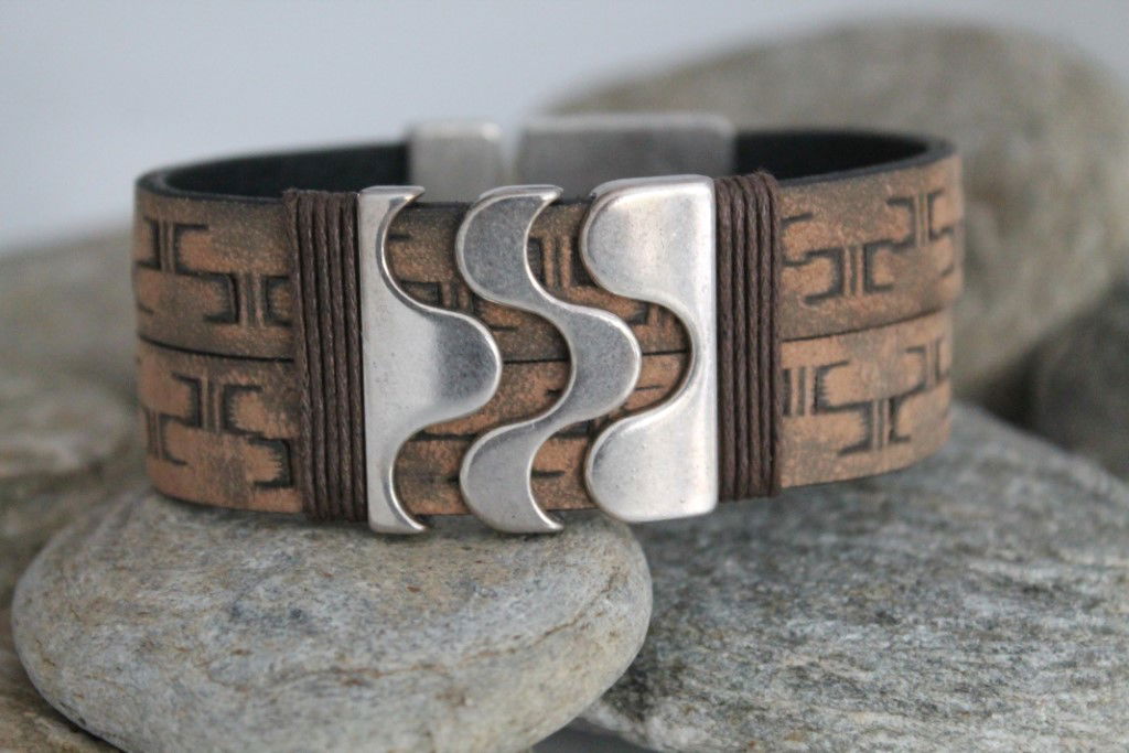 N°20 Lederen Armband Vintage met Slider