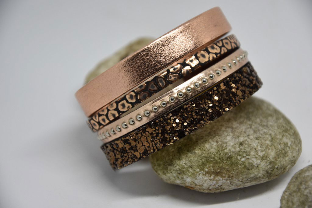 N°12 Lederen Armband Rosé Brons
