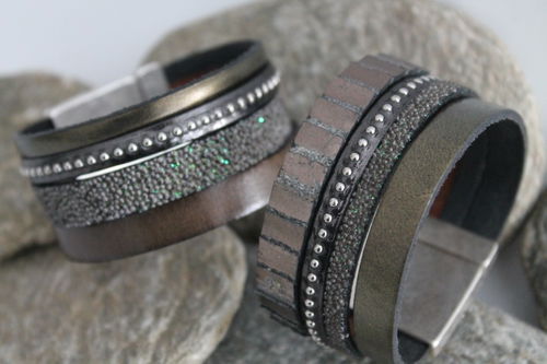 N°9 Lederen Armband Kakigroen