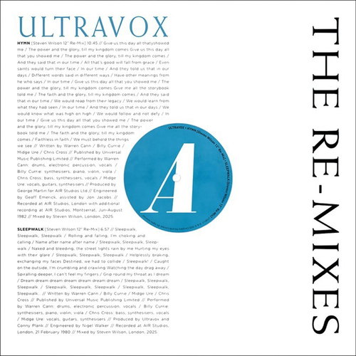 Ultravox - The Re-Mixes (Clear vinyl) - 2LP RSD26 (LP)
